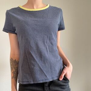 Land’s End 100% Cotton Striped Blue and Yellow T-Shirt